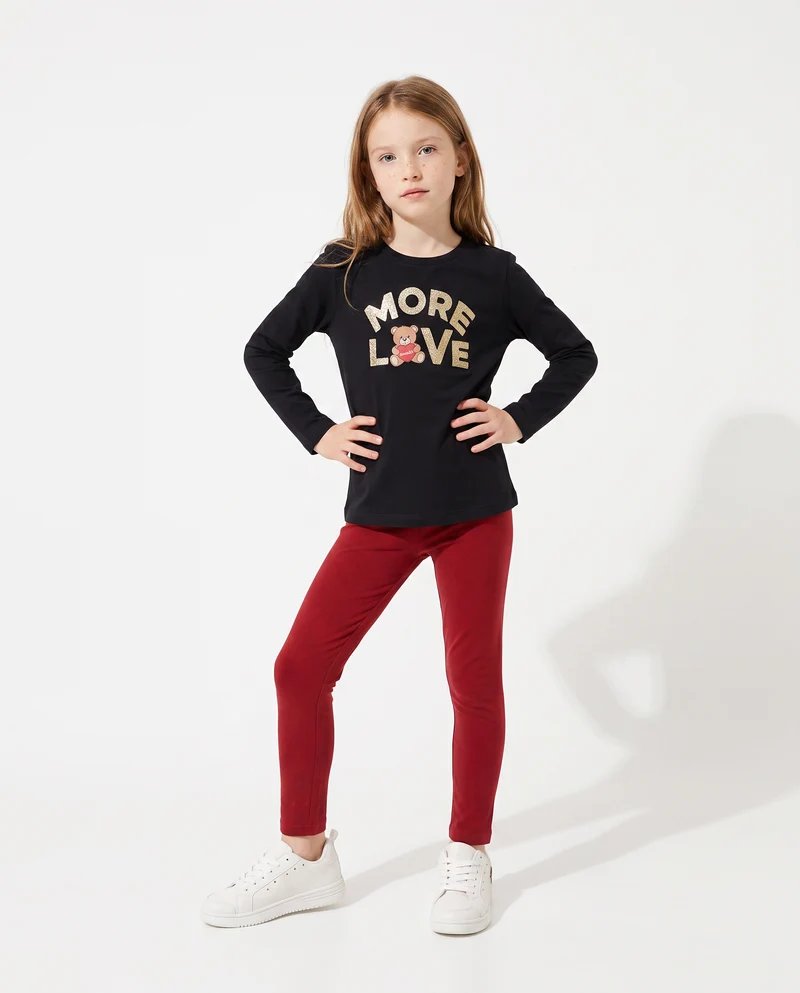 Leggings da bambina con interno garzato - Bordeaux