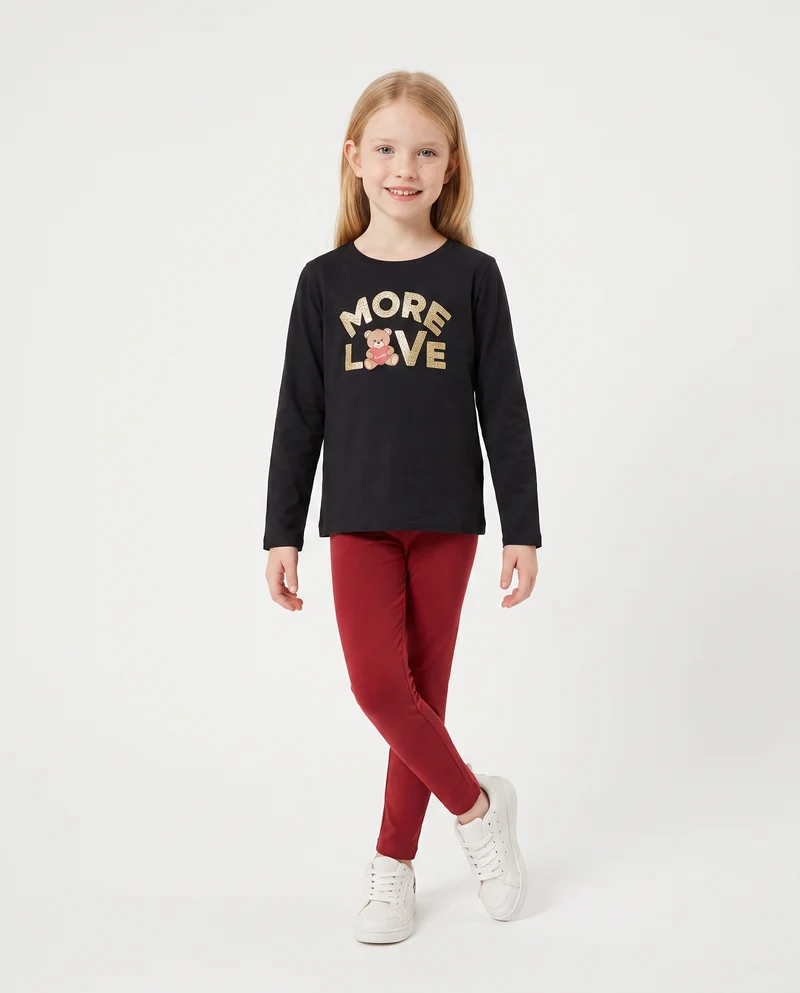 Leggings da bambina con interno garzato - Bordeaux