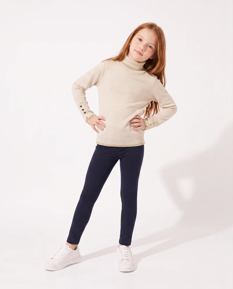 Leggings da bambina con interno garzato - Blu