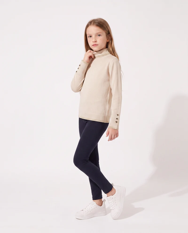 Leggings da bambina con interno garzato - Blu