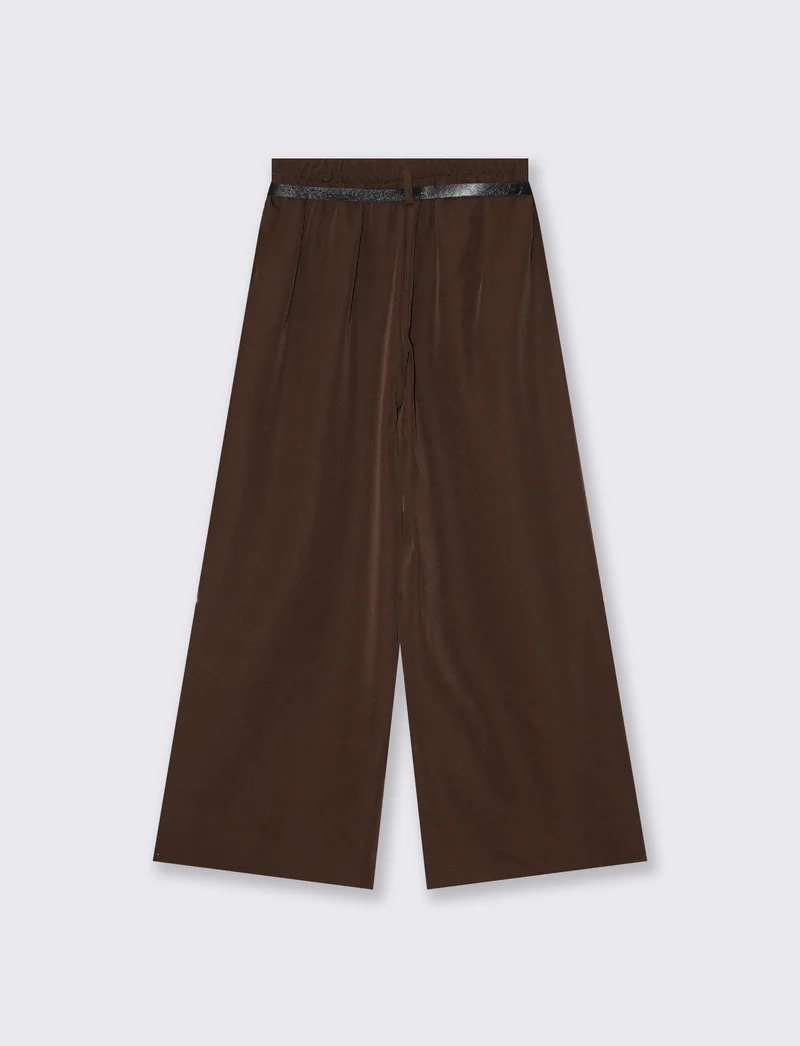 Pantaloni ampi con pences e cintura - Moro