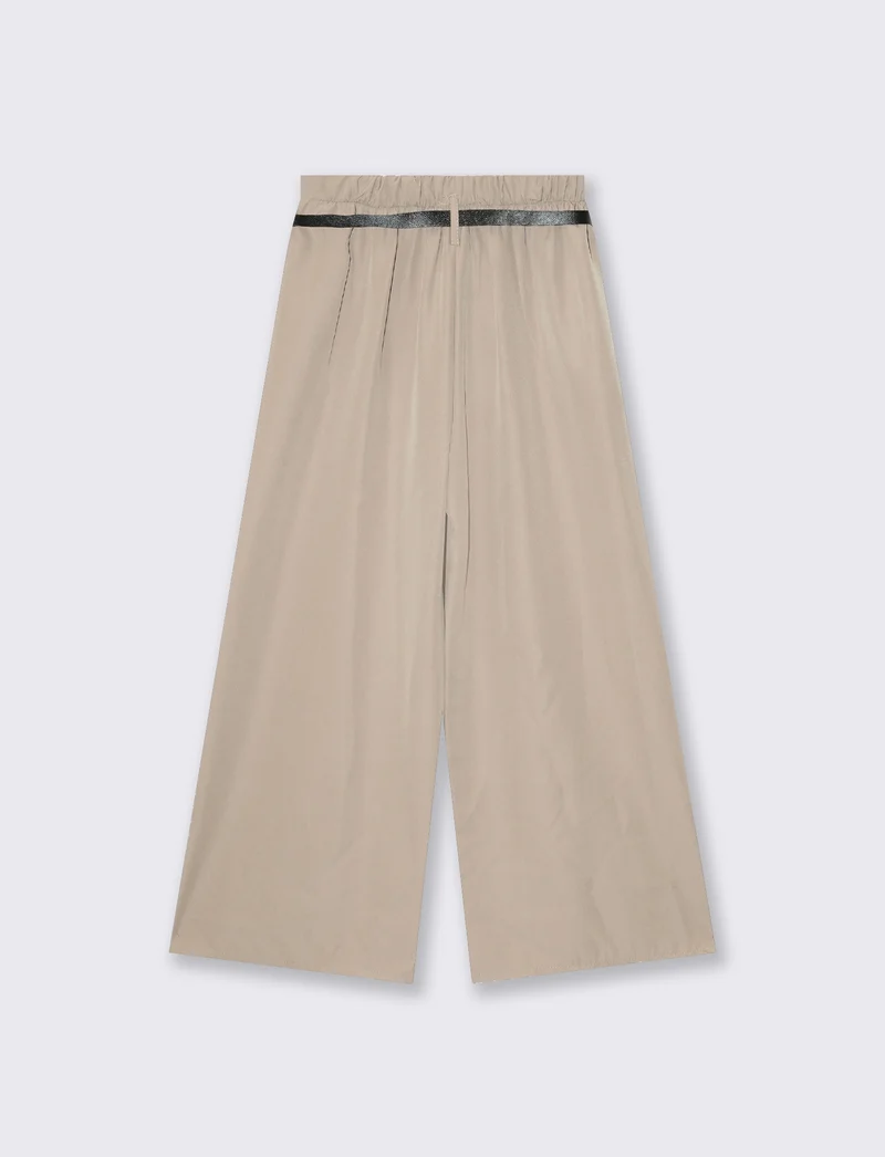 Pantaloni ampi con pences e cintura - Grigio fango