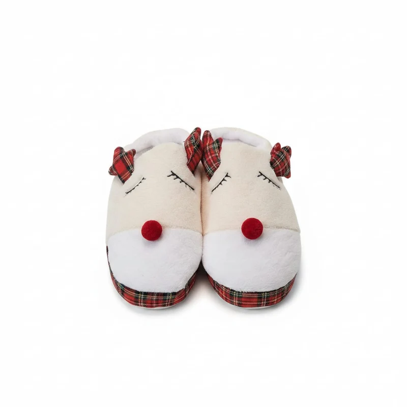 Pantofola natalizia da donna - Bianco