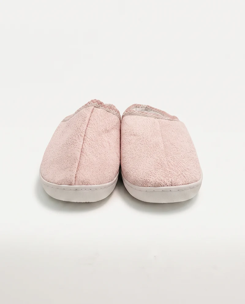 Pantofola da in tessuto con suola alta - Rosa