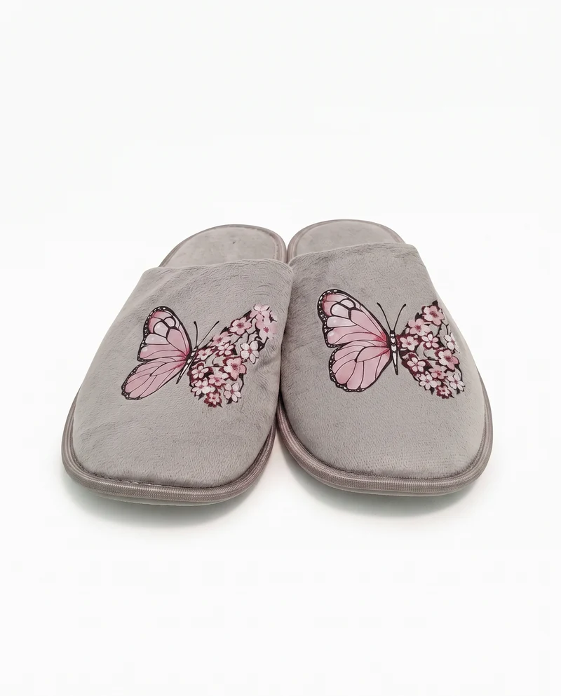 Pantofola da con stampa butterfly - Grigio