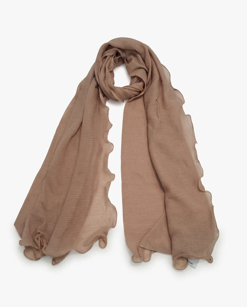 Foulard laminato in tinta unita con bordi arricciati - Beige