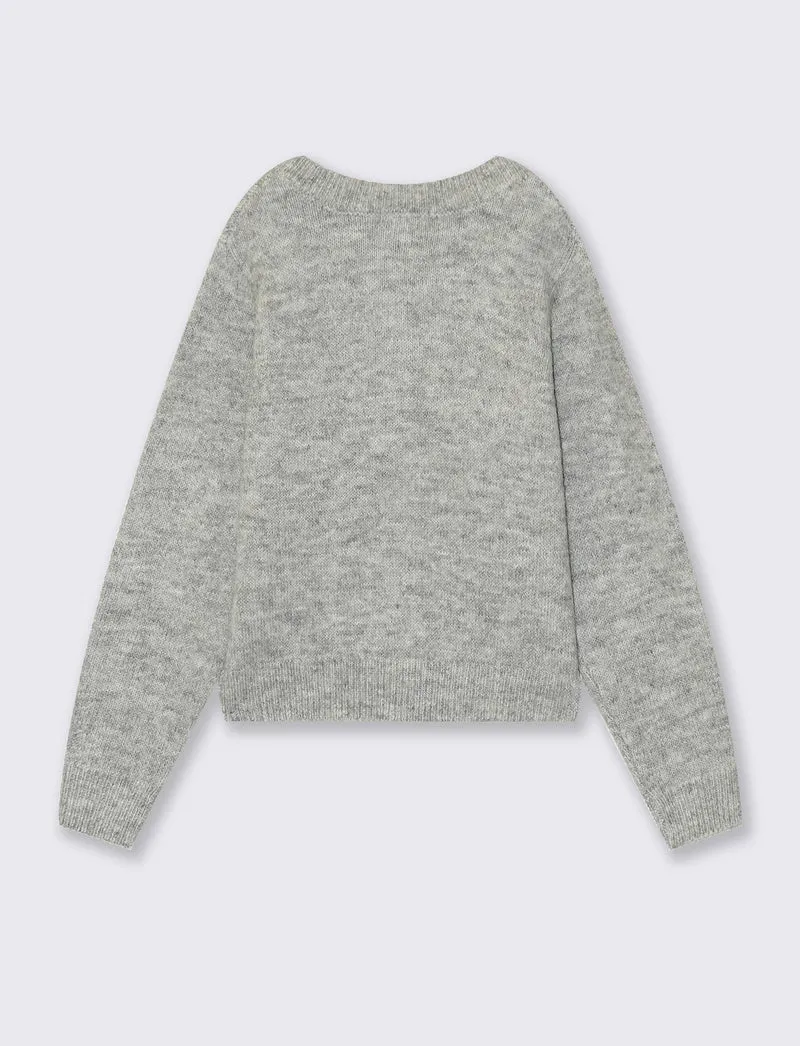 Maglia girocollo con bottoni e stile casual - Grigio