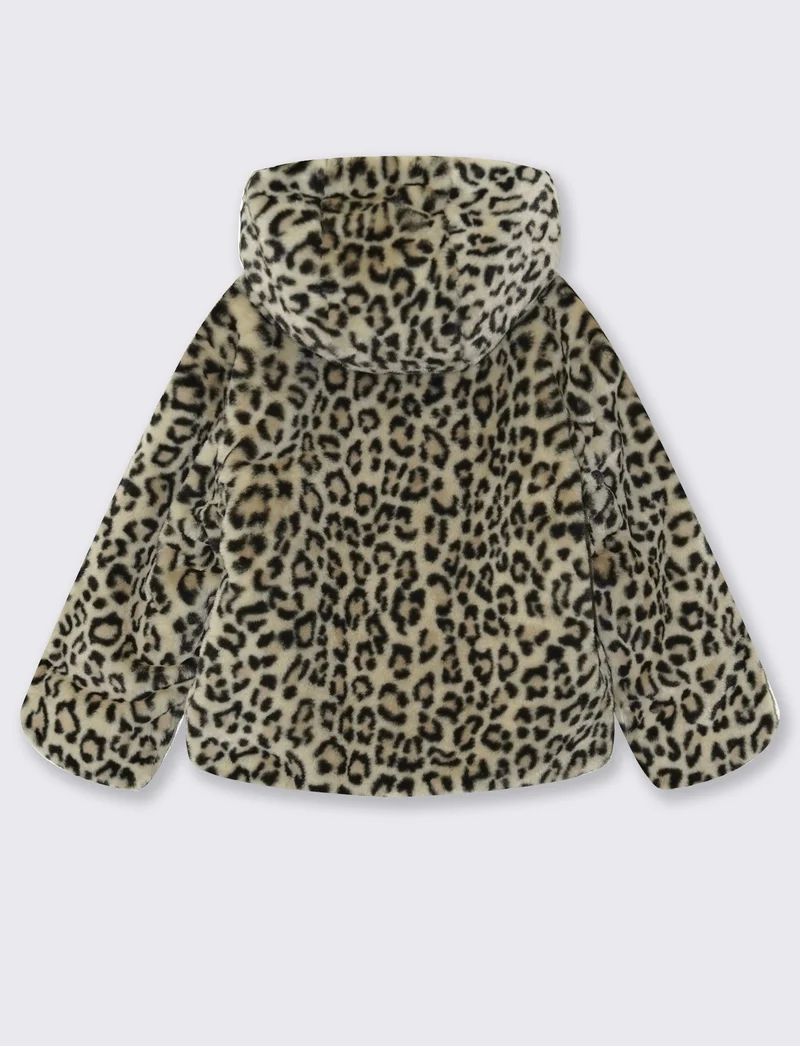 Giubbino finta pelliccia maculata con zip - Leopardato