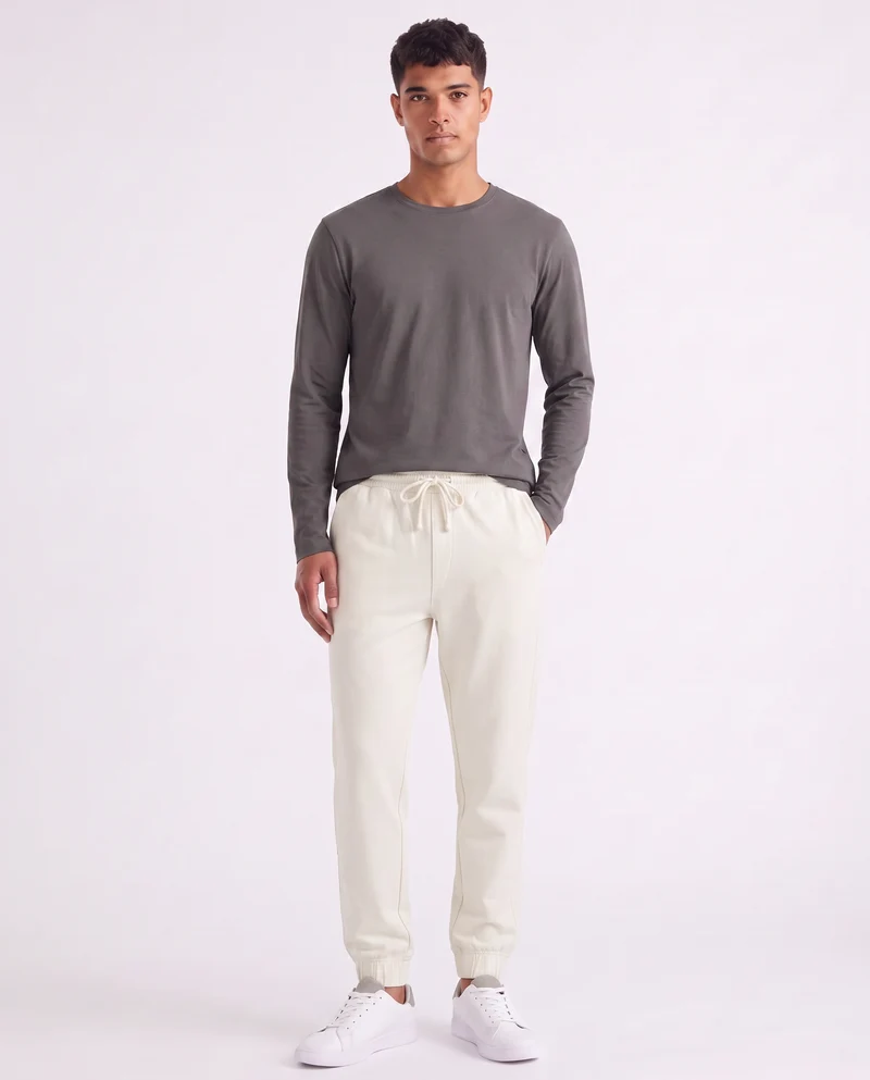 Pantaloni Jogger Premium in Interlock - Bianco latte