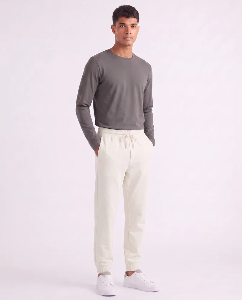 Pantaloni Jogger Premium in Interlock - Bianco latte