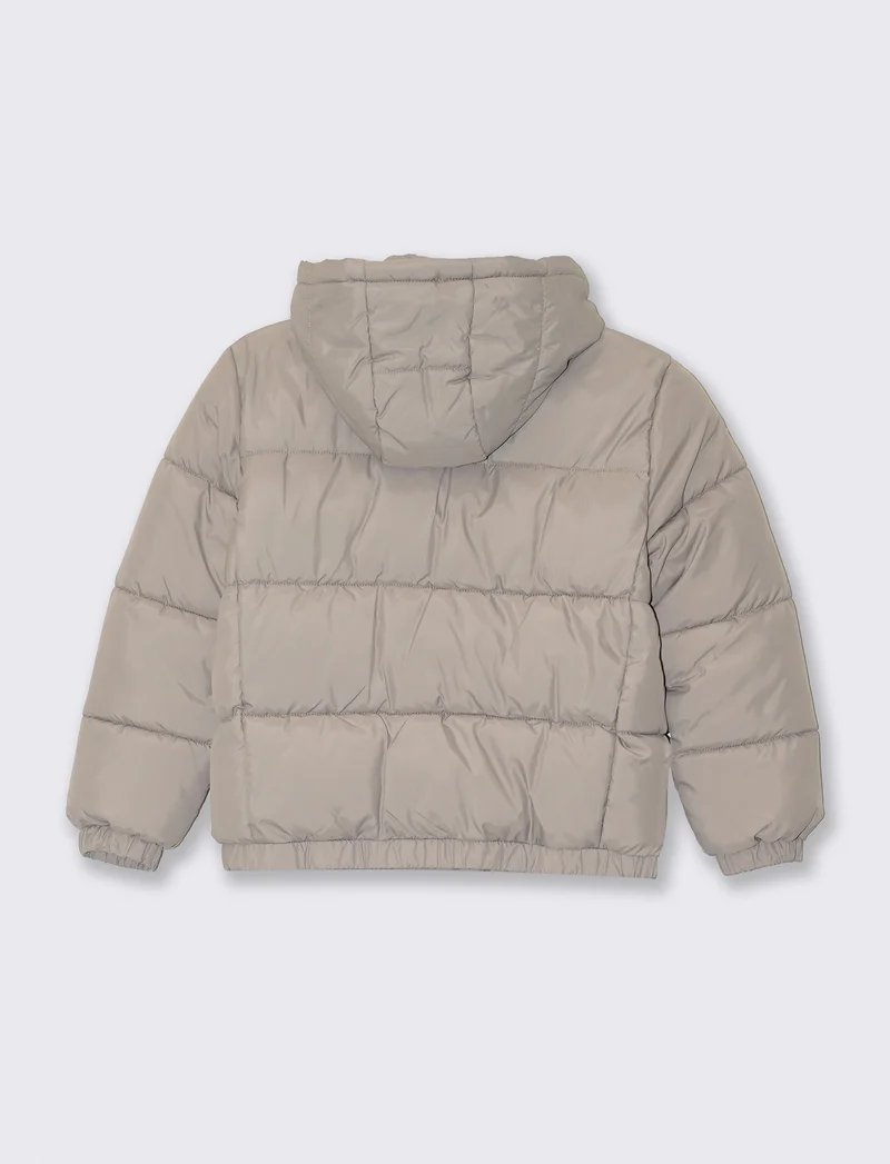 Giubbotto imbottito con cappuccio e tasche - Beige