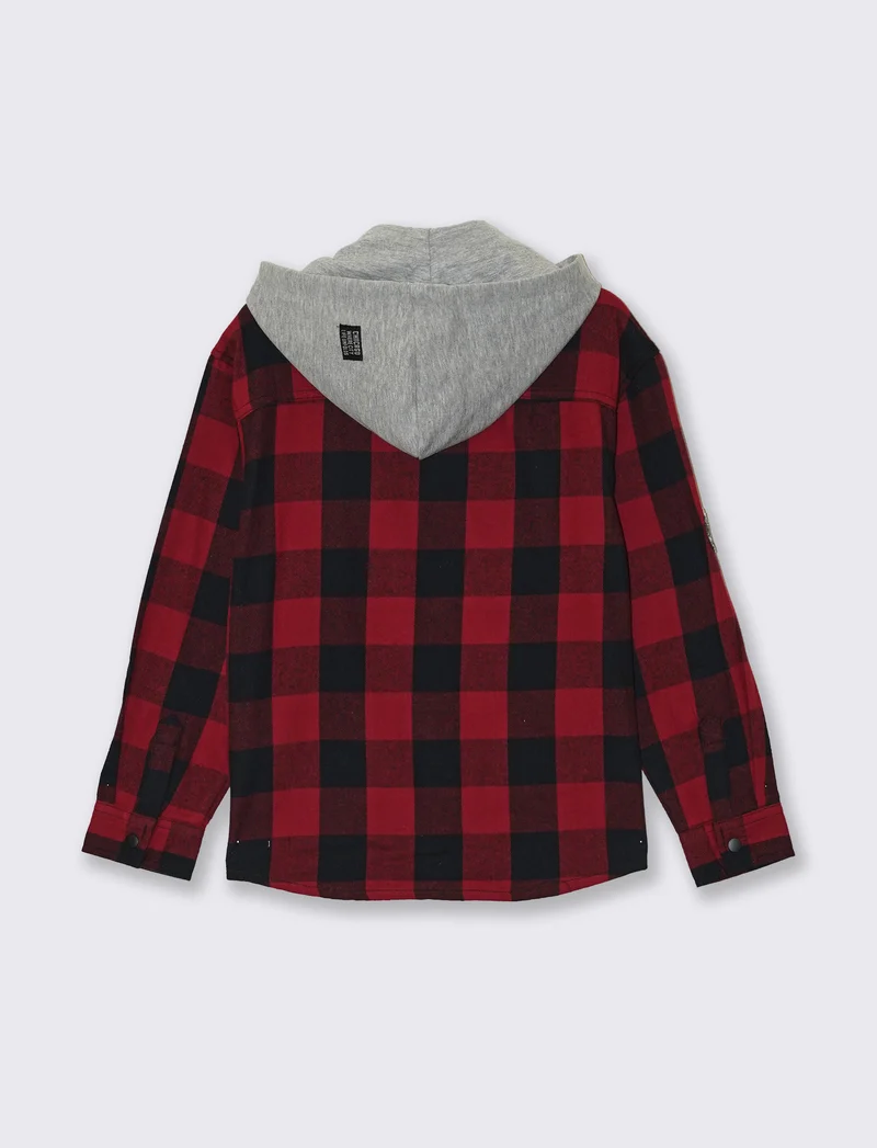 Camicia flanella a quadri con cappuccio - Fantasia