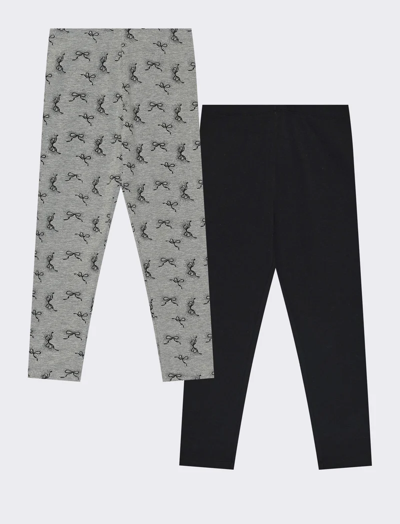 Leggings 2-pack con motivi stampati - Nero