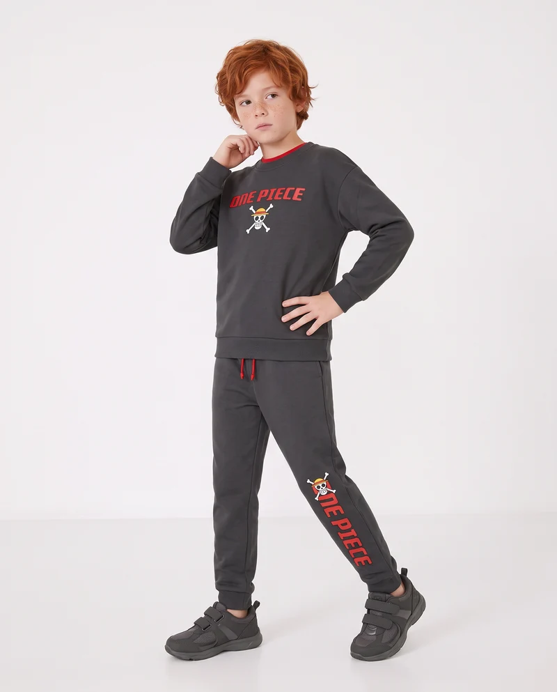 Felpa girocollo One Piece grigio piombo - Grigio piombo