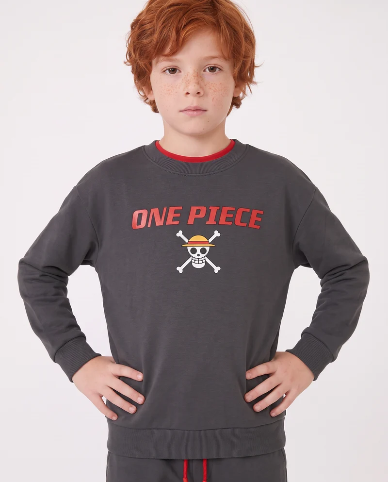 Felpa girocollo One Piece grigio piombo - Grigio piombo