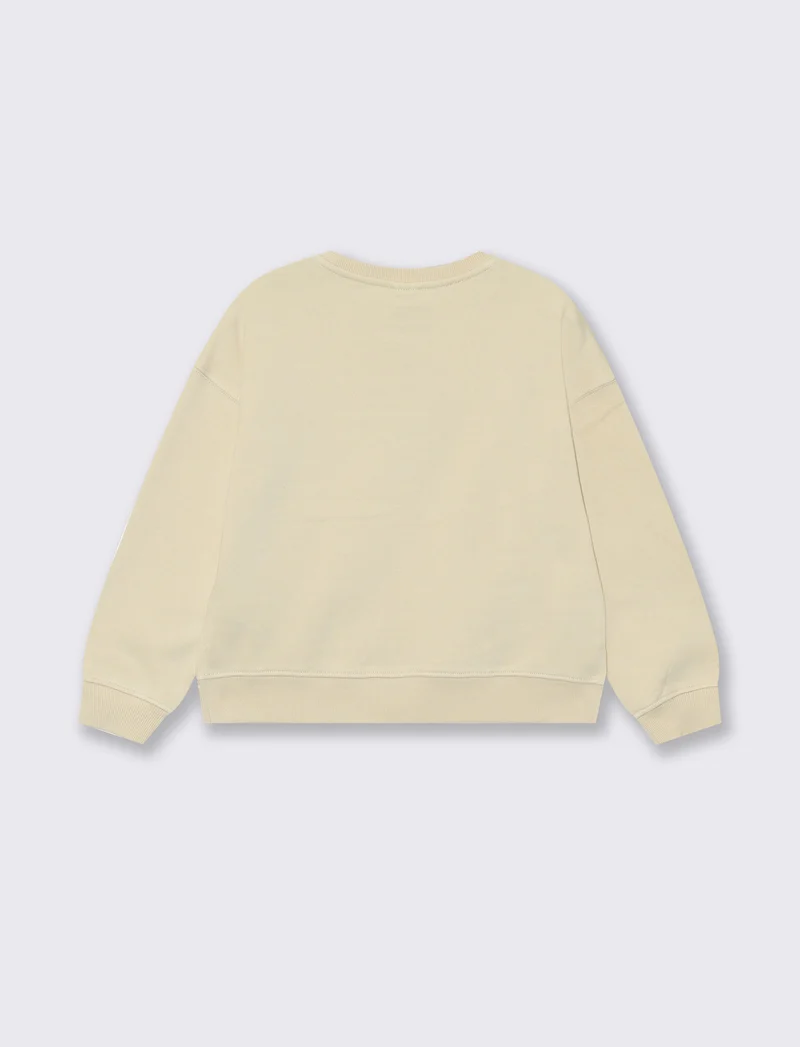 Felpa girocollo sporty-chic per bambina - Beige