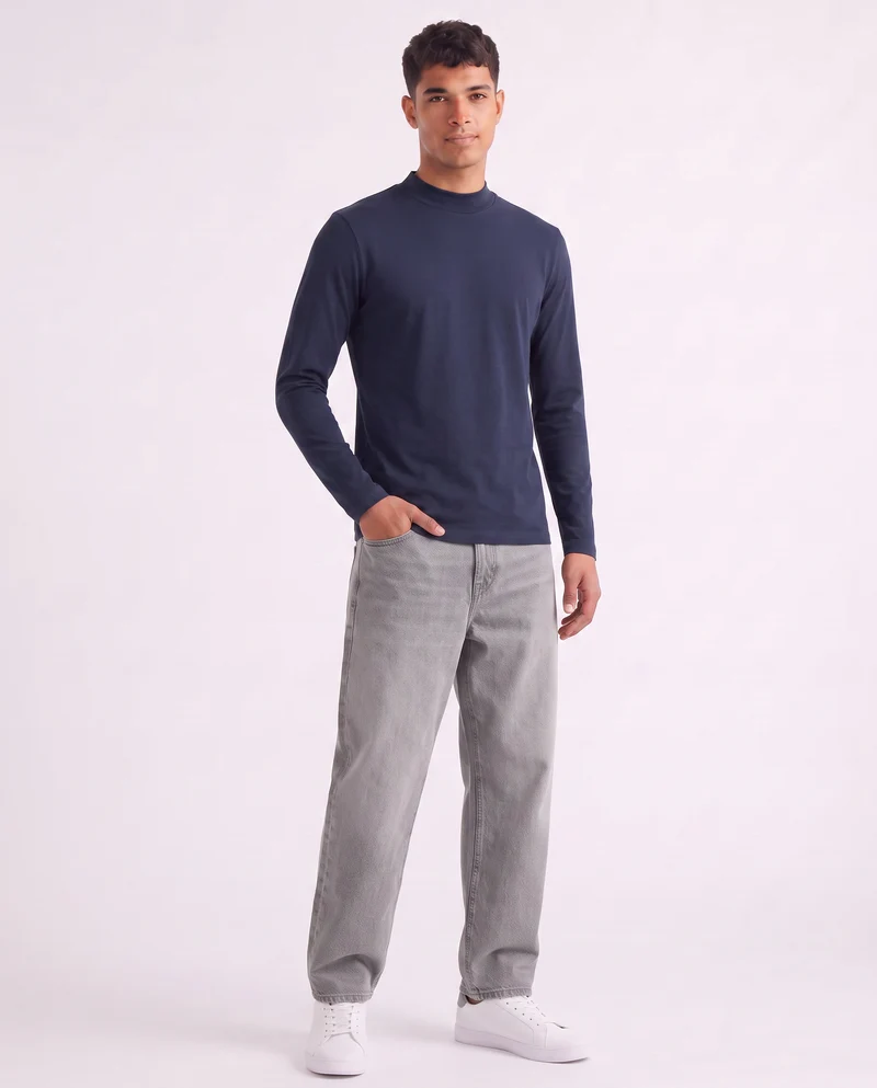 T-shirt lupetto maniche lunghe slim fit - Blu