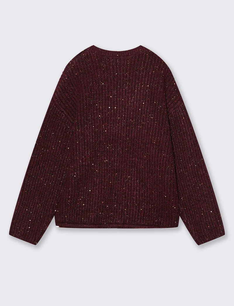 Maglia da bambina con micropaillettes calda - Bordeaux