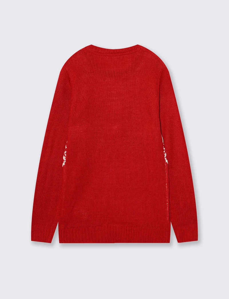 Maglia Natalizia con pon pon e bon bon - Rosso