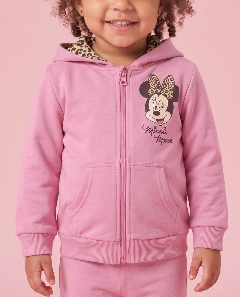 Felpa con cappuccio Minnie leopardata - Fuxia azalea