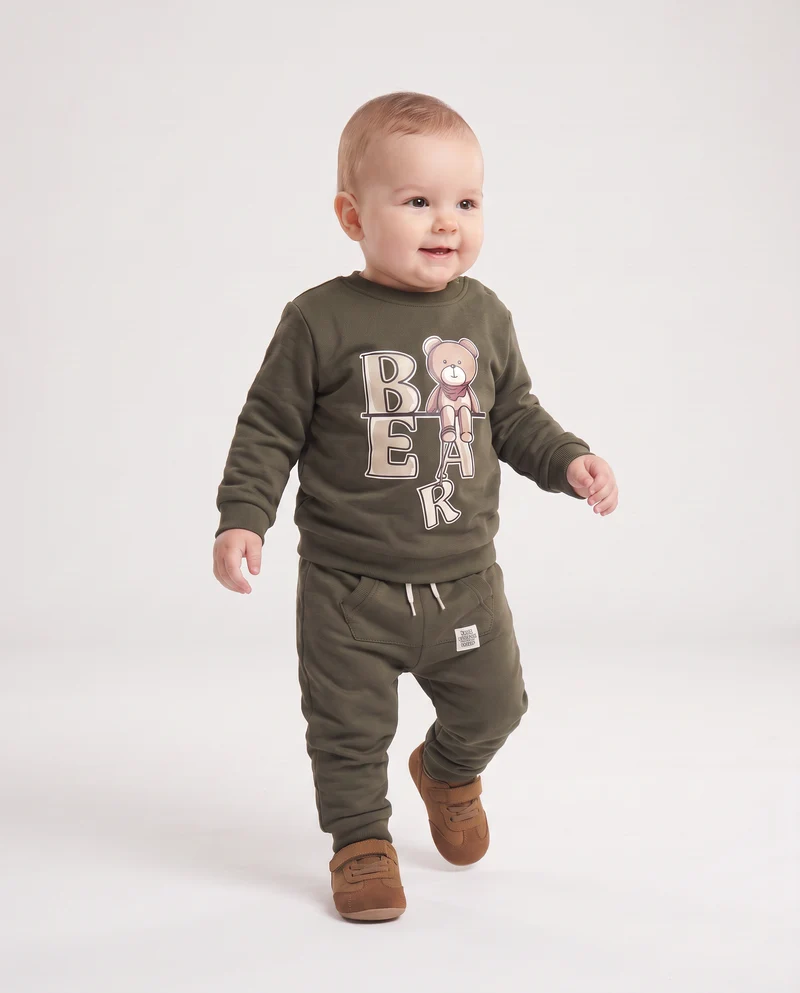 Pantalone jogger con tasca kangaroo - Verde militare