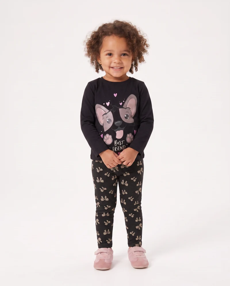 Leggings in jersey con stampa all over - Grigio piombo