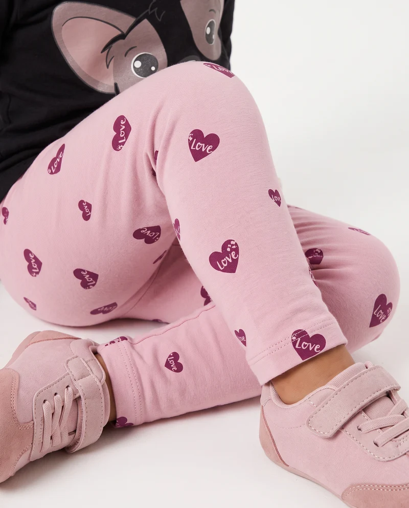 Leggings in jersey con stampa all over - Rosa