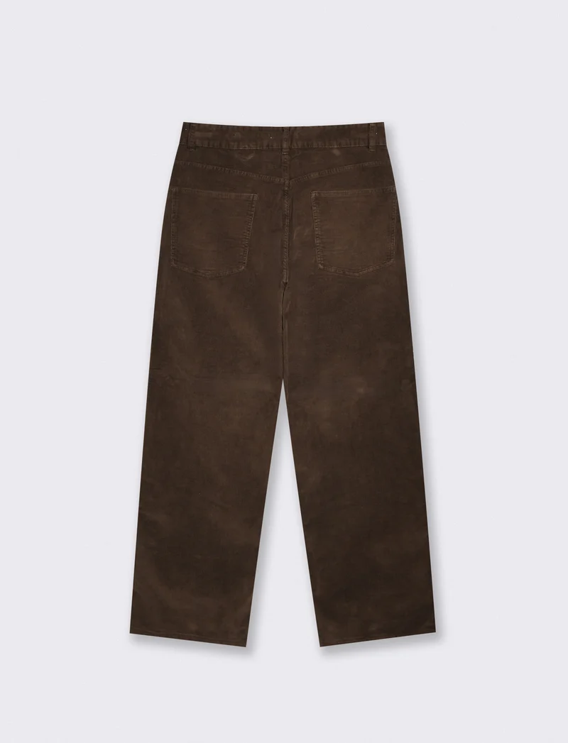 Pantaloni Baggy Fit in Velluto Waffle - Moro