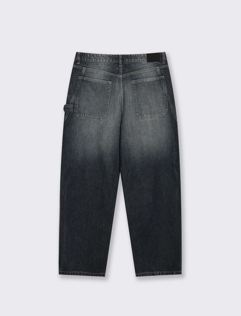 Jeans Moro Barrel Fit Effetto Slavato - DENIM SCURO