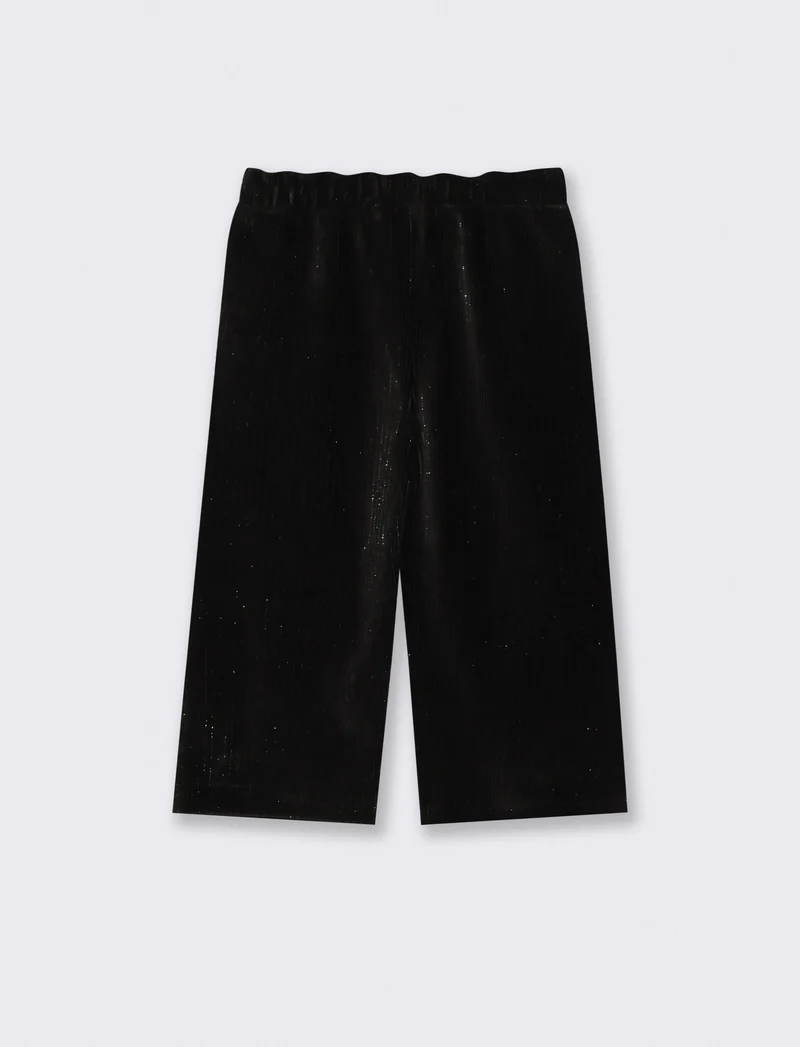 Pantaloni ampi in velluto brillante - Nero