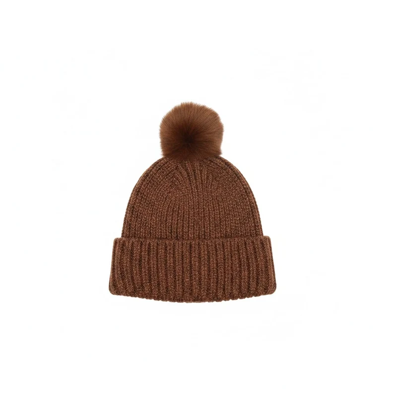 Cappello in maglia lurex con pon pon - Arancio
