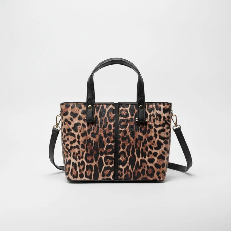 Borsa a mano leopardata - Marrone