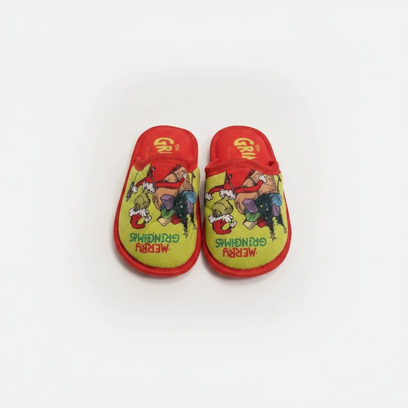 Pantofola Natale Grinch per bambini - Rosso