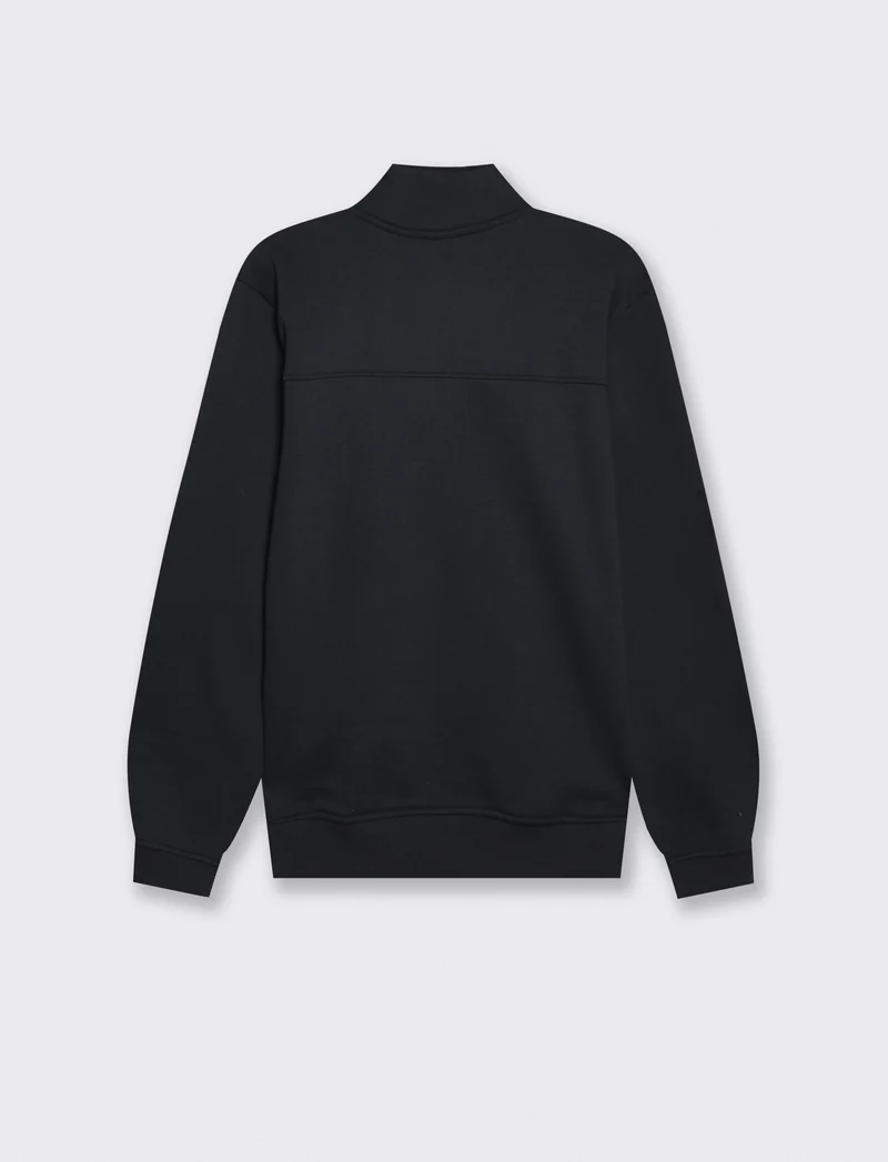 Felpa lupetto zip in misto cotone - Blu