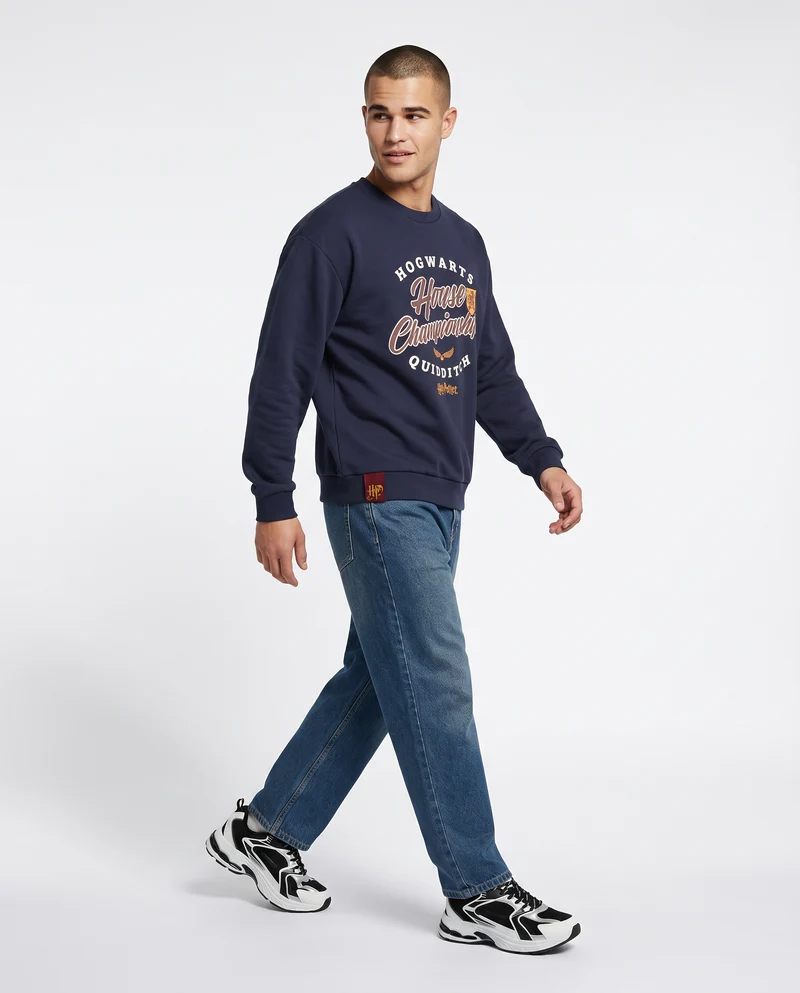Felpa Harry Potter girocollo uomo boxy fit - Blu