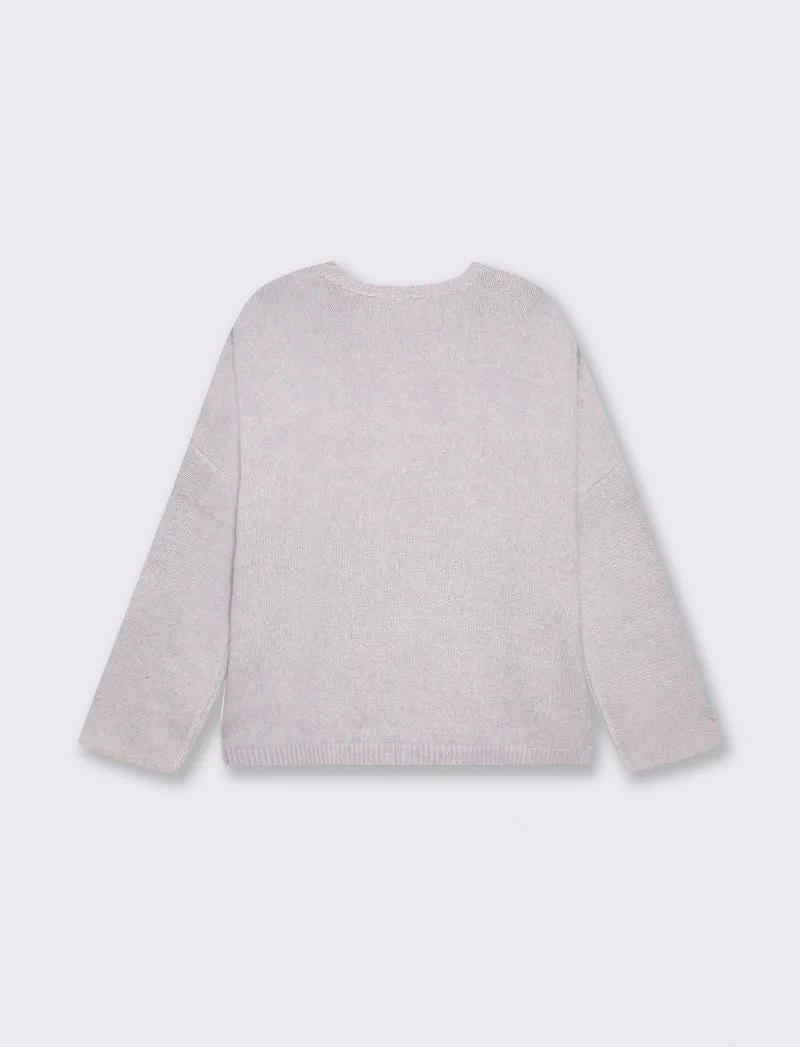 Pullover over con scollo a V elegante - Azzurro cielo