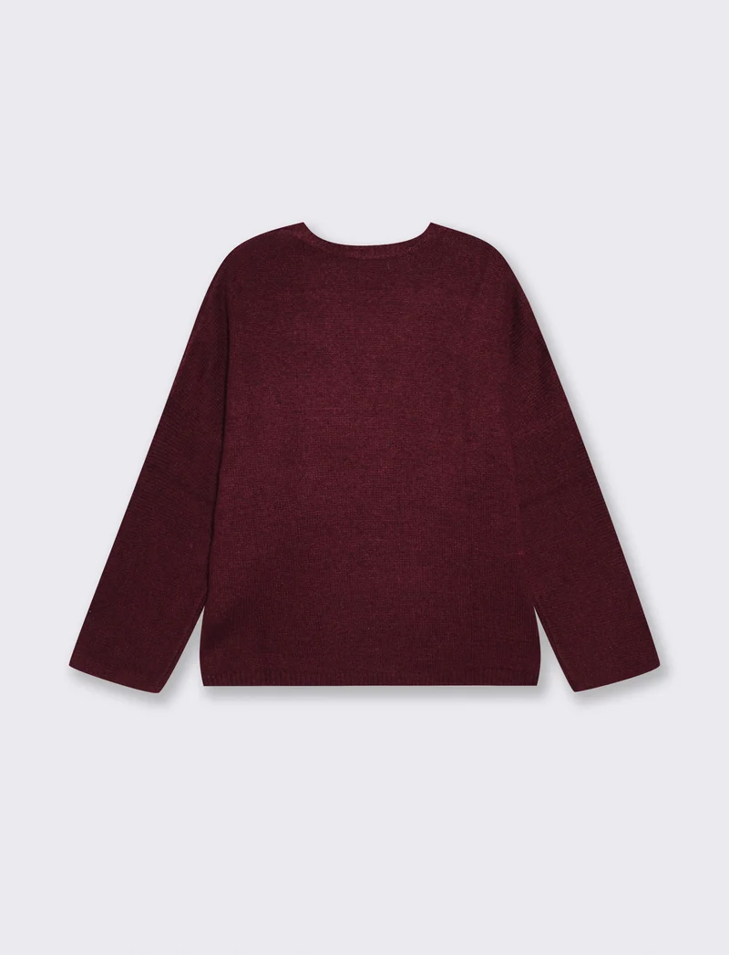 Pullover over con scollo a V elegante - Bordeaux