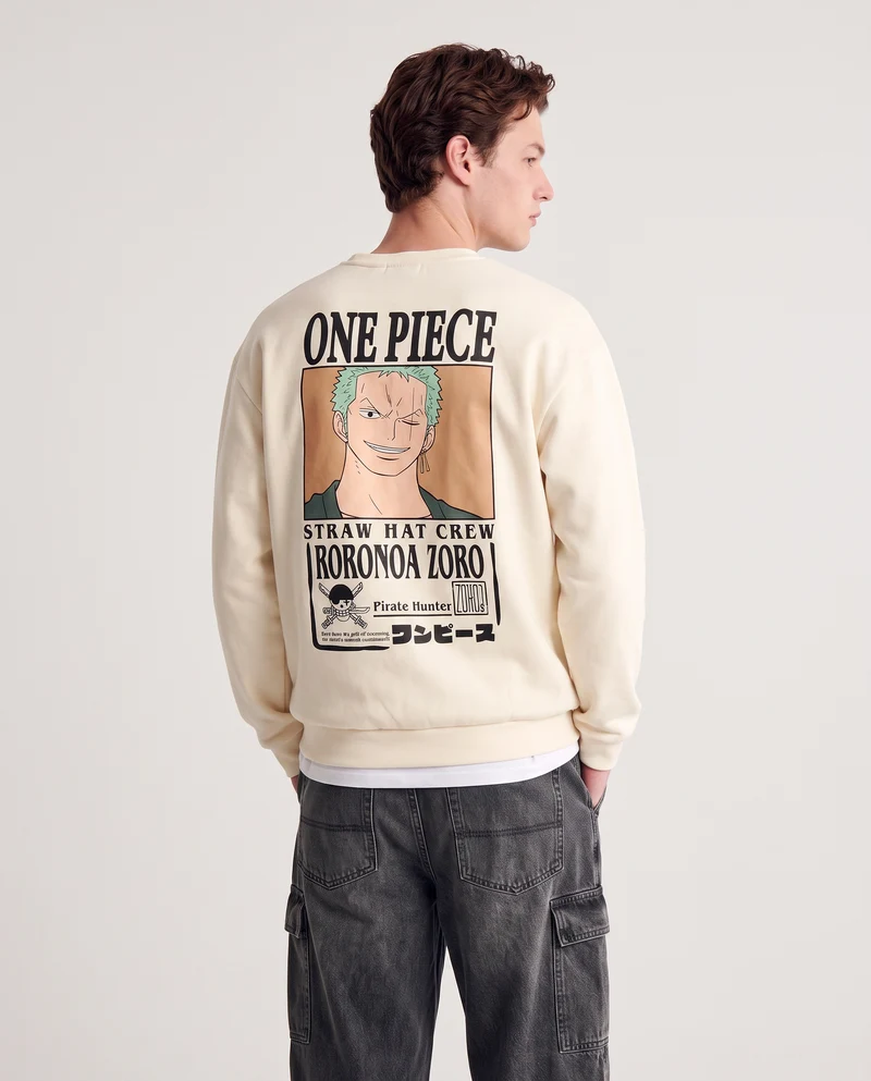 Felpa girocollo One Piece boxy fit - Bianco