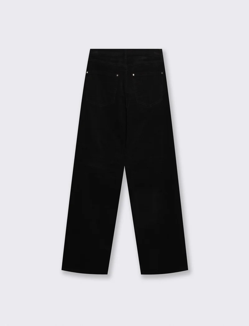 Pantalone in velluto wide leg cinque tasche - Nero