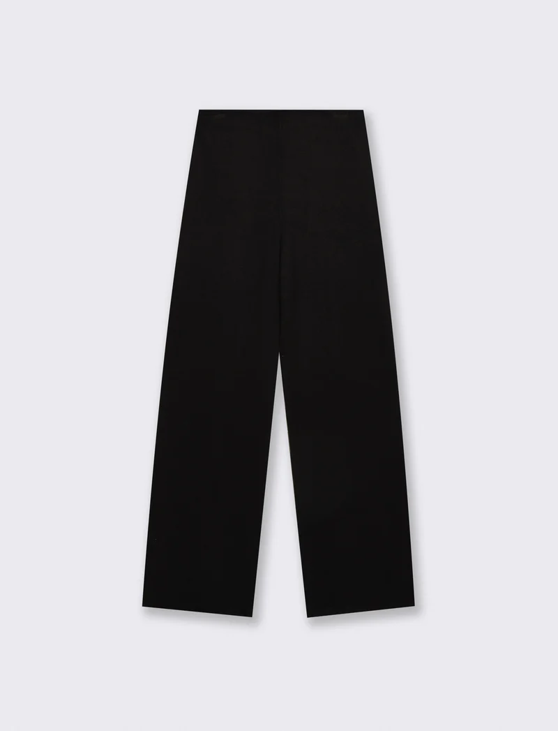 Pantalone in maglia con elastico e tasche - Nero