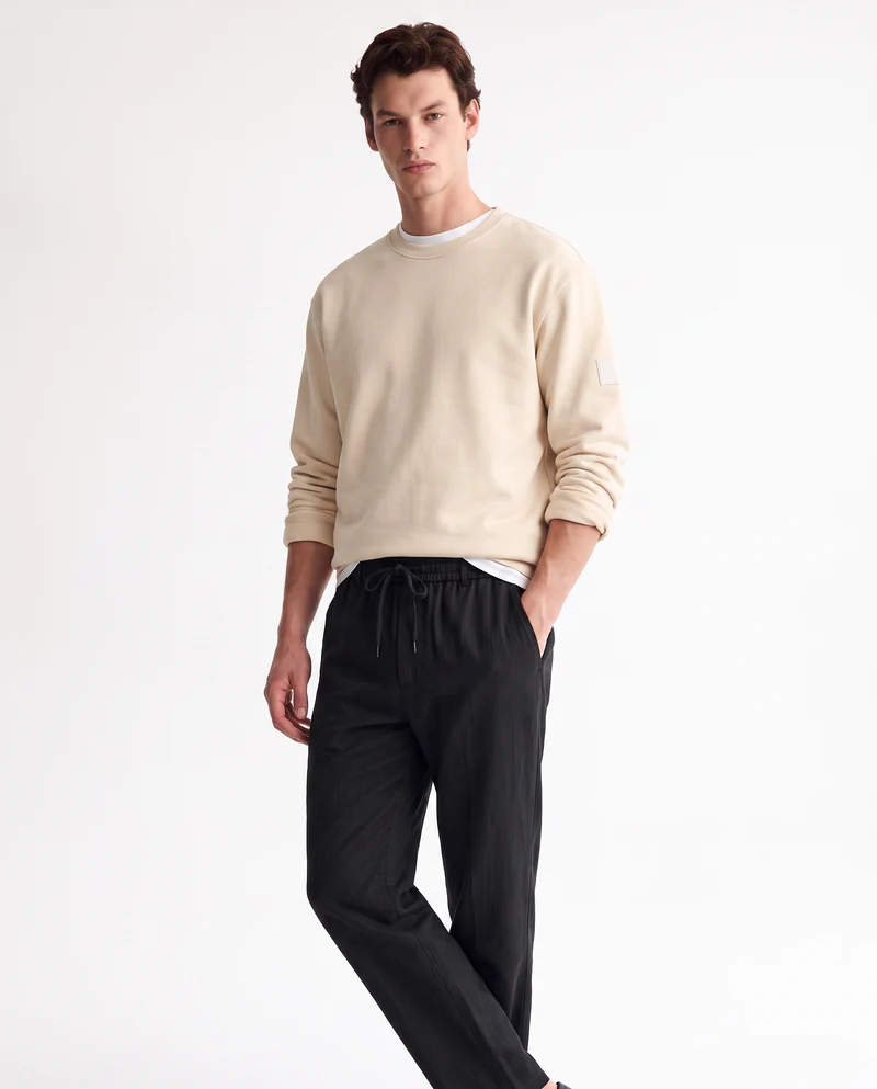 Felpa premium girocollo in interlock misto - Bianco latte