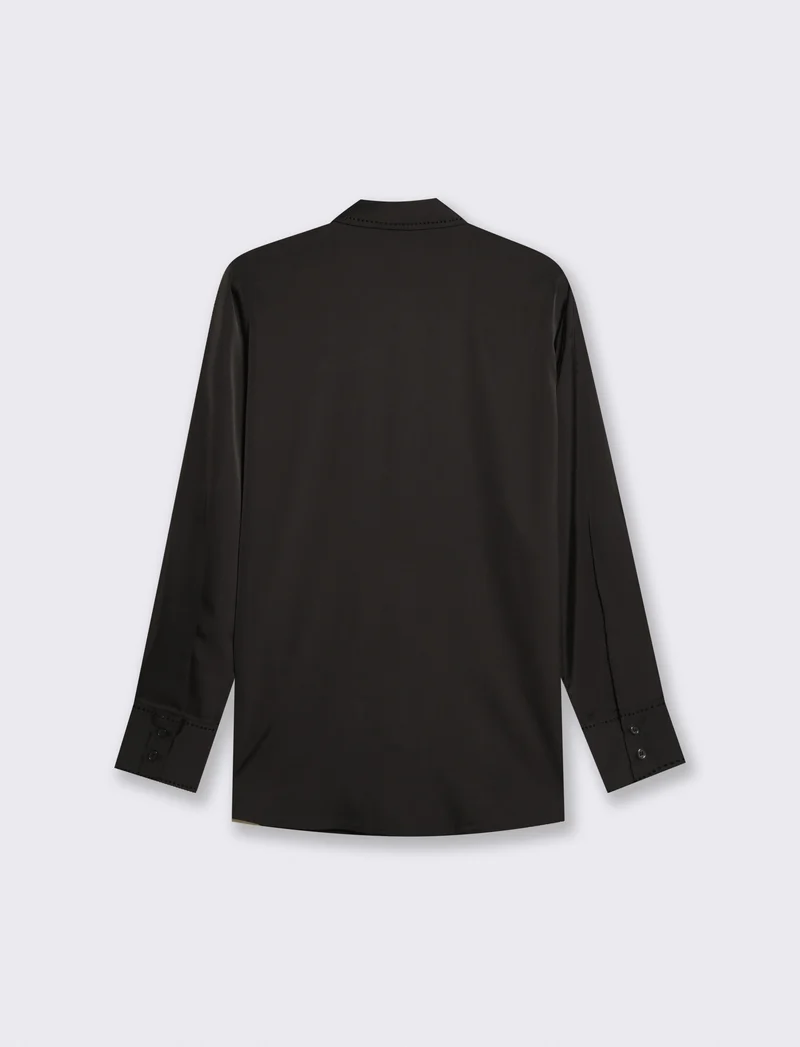 Camicia manica lunga con colletto dettagliato - Nero