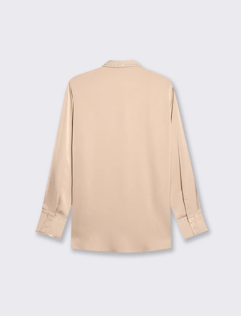 Camicia manica lunga con colletto dettagliato - Beige