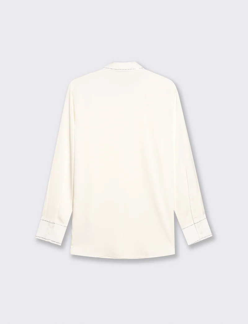 Camicia manica lunga con colletto dettagliato - Bianco latte