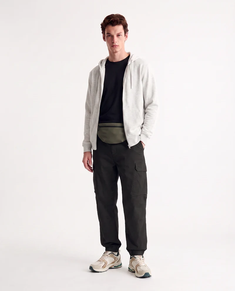 Pantaloni Cargo Fit con Vita Regolabile - Nero