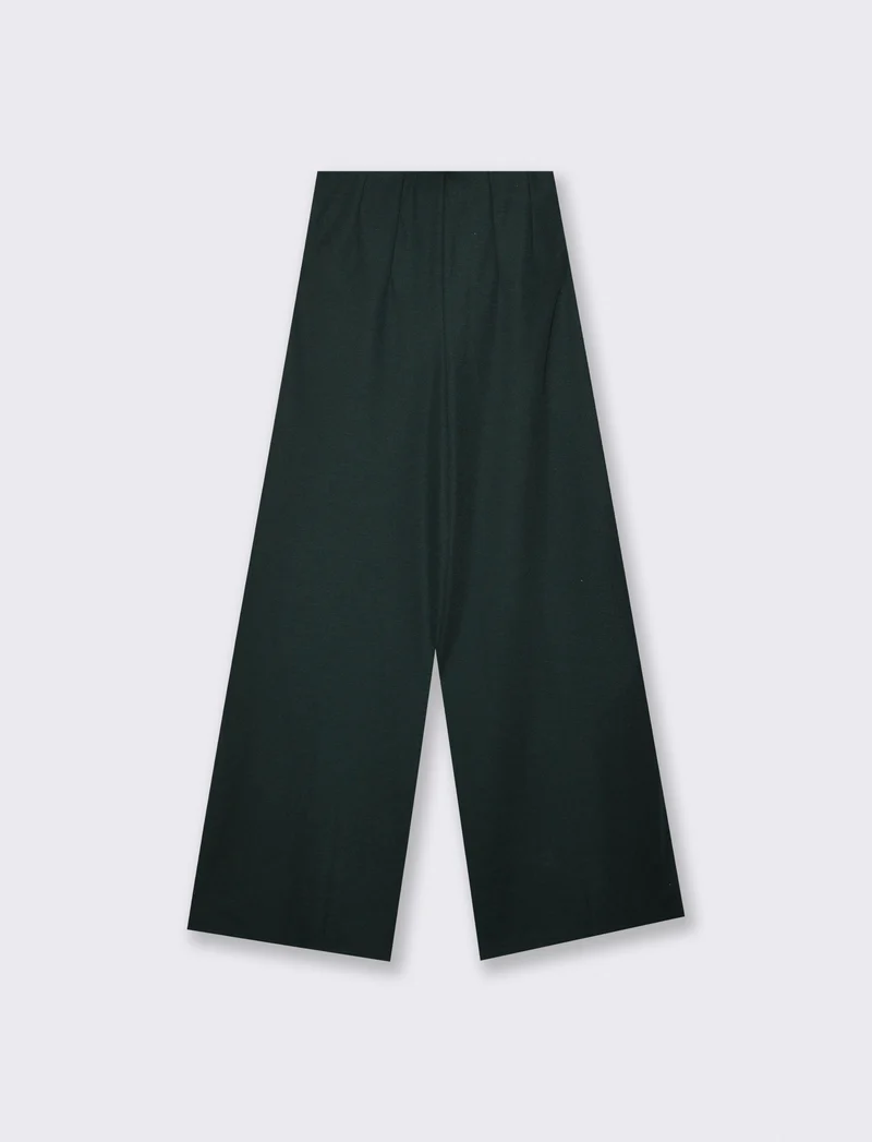 Pantalone palazzo a vita alta con tasche - Verde bosco