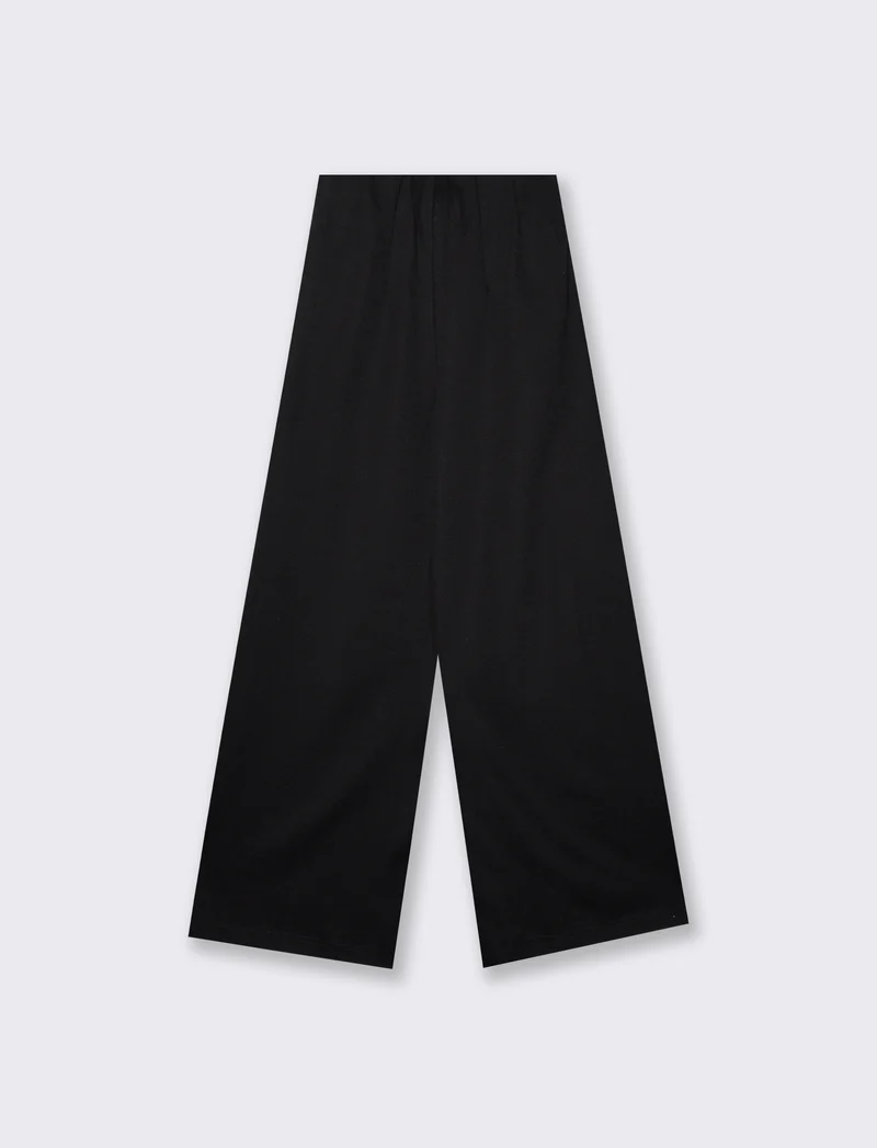 Pantalone palazzo a vita alta con tasche - Nero