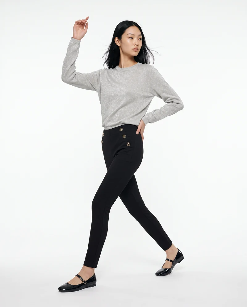 Fuseaux skinny con bottoni decorativi - Nero