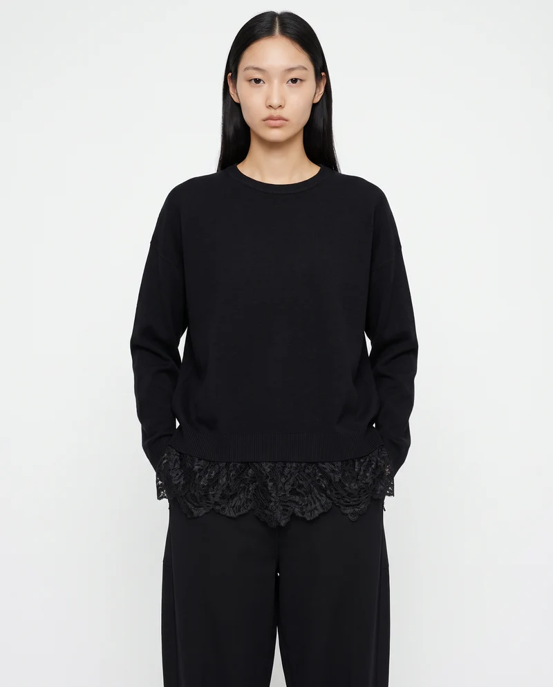 Maglia over paricollo manica lunga - Nero