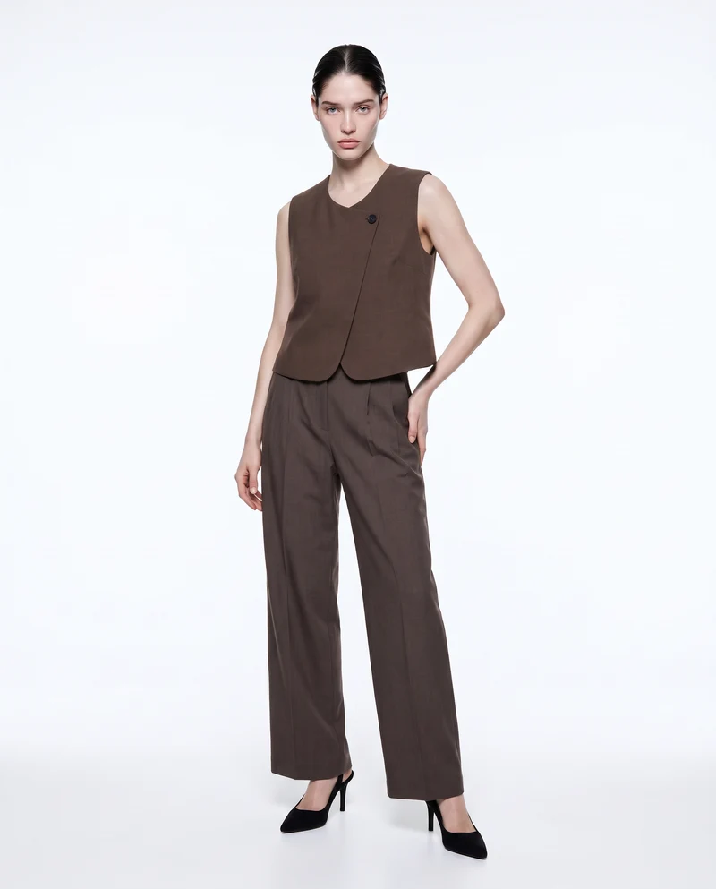 Gilet corto foderato elegante e versatile - Tortora melange